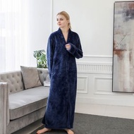 浴袍 法蘭絨睡袍 情侶加厚加長睡裙加肥睡衣（平行進口）（快遞送貨上門）
