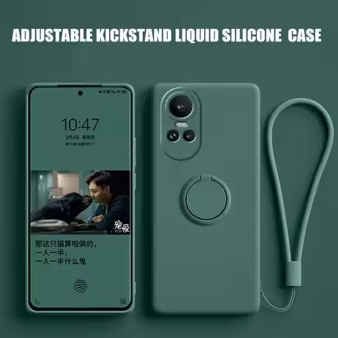 For Funda Oppo Reno 10 5g Liquid Silicone Ring Holder Soft Phone Skin Cover for Oppo Reno 10 Pro Upg