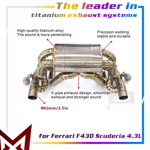 Valved Axle-Back Exhaust System for Ferrari F430 Scuderia 4.3L, Sport Muffler with Remote Control, W