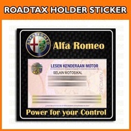 New Roadtax 2024 Sticker Holder - Alfa Romeo Car Logo RTKERETA