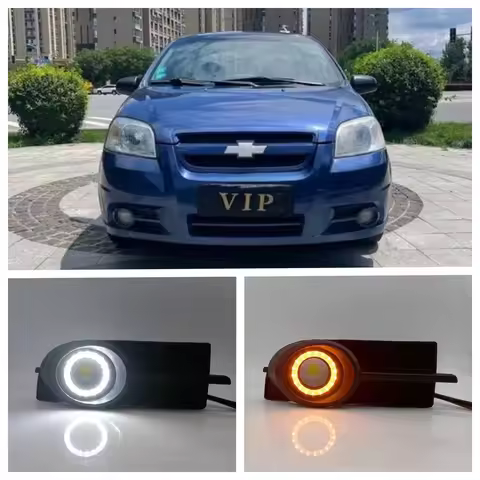 LED Angel Eye Fog Lights Assembly Kits For Chevy Chevrolet Aveo Lova 2006 2007 2008 Front Bumper Fog
