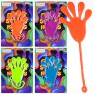 ArtCreativity Giant Sticky Hands for Kids, 4 Pack of 12-Inch Big Sticky Slappy Hand in 4 Colors, Str