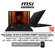 MSI Raider 18 HX AI A2XWIG-048MY (Intel Core Ultra 9 285HX/64GB/4TB SSD/RTX5080 16GB/18" UHD+ IPS/W1