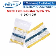 (200pcs) 1/2W Metal Film Resistor 110K~10M 1% 220K 470K 330K 1M 1.5M 2.2M 150K 680K 510K Ohm Resista