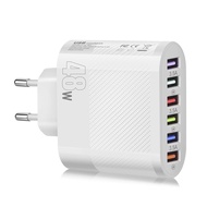 6 Port USB Charger PD 48W Fast Charging Mobile Phone Charger Adapter QC 3.0 Multi Port Wall Charger