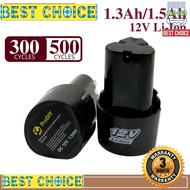 Bateri drill Cordless Drill Battery Rechargeable 12V 1.5Ah / 1.3Ah Lithium Li-Ion Battery 500 / 300