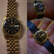 #SOLD Rado Voyager Gold Black Dial Automatic Omega Tag Heuer Original