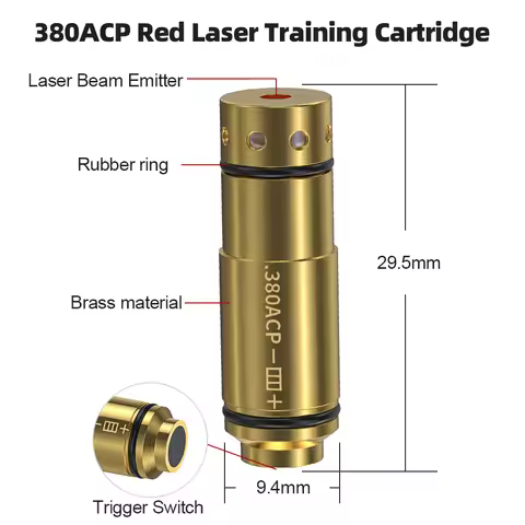 380ACP Short Red Dot Laser Training Cartridge Dry Fire Tactical Bullet Trainer for Pistol Marksmansh