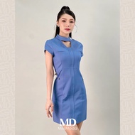 Missmoda รุ่น MC-241TD042 ชุดเดรสเข้ารูปดีไซน์สายไขว้คอ มี 2 สี สีน้ำเงินและสีเขียว