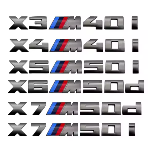 ABS Rear Logo Car Accessories Grey Emblem for BMW X3M X4M X5M X6M X7 M Power Emblems Badge Logo 40i