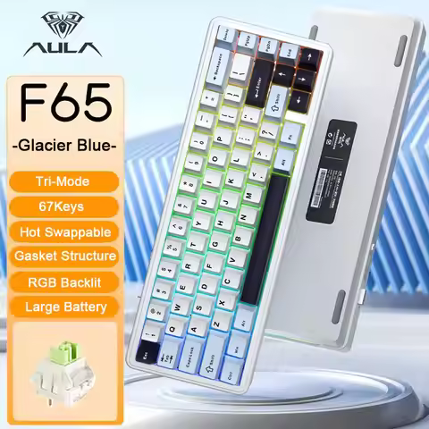 AULA F65 E-sports Gaming Mechanical Keyboard RGB Hot-Swap Keyboard 65% Layout Office Typing Mini Wir