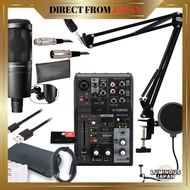 YAMAHA AG03MK2 Black Streaming Mixer & Audio Interface Bundle for iPhone Users | Audio-Technica AT20