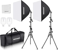 NEEWER Pack of 2 Softbox Lighting Set, 700 W Equivalent, 5700 K LED Bulbs, 24 x 24 Inch Soft Box Lig