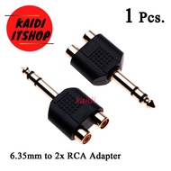 6.35mm to 2x RCA Adapter TRS Stereo Jack Male to Double Phono Connector 1/4 Inch Headphone Port to T