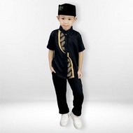 CF Kids Set Modern Muslim Boys' Short Sleevekoko Baju Melayu Budak Lelaki Baju Raya Budak Lelaki