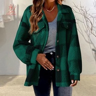 fulaide- Women Thermal Jacket Autumn Women Jacket Women’s Fall Spring Plaid Fleece Cardigan Jacket T