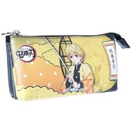 鬼滅之刃 鬼滅の刃 日版 皮革 3口袋 筆袋 拉鍊 收納袋 儲物袋 文具袋 (人物系列) (我妻善逸)