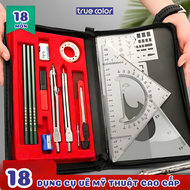 Bộ Dụng Cụ Vẽ Cơ Khí Cao Cấp 18 Chi Tiết - Vẽ Chì Chân Dung Mĩ Thuật Bộ Compa Thước Kẻ Chuyên Dụng C