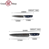 100% Real Damascus Steel Kitchen Knife Set 67 Layers AUS-10 Damascus Chef Santoku Boning Utility Dam