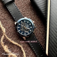 [Original] Alexandre Christie 6509 MCLTUBU Chronograph Men Watch with Blue Dial Black Genuine Leather