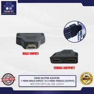 HDMI SPLITTER ADAPTER, 1 HDMI MALE (INPUT) to 2 HDMI FEMALE (OUTPUT), BEST FOR HDTV HD, LED, LCD,TV