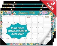 Desk Calendar 2026, 3 Pack, 21 Months Calendar Runs from October 2025 to June 2027 - Large 17" x 12"