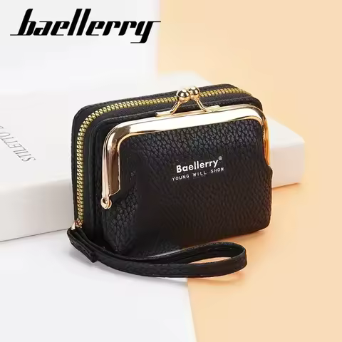 2024 New Women's PU Leather Mini Women's Wallet Wrist Strap Short Zero Wallet Coin Clip Bag Multi Ca