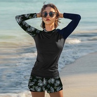 【Peaches】Couple Swimsuit for women and Man Long sleeved Mens 2 piece Swimwear Beach wear 情侣男女长袖短裤 Sw