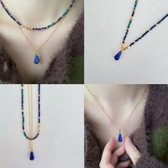 Deep Sea Echo ~ Show White Dark Blue Color Stone Beaded Clavicle Chain Female All-Matching Graceful Fashion Suit Chinese Style Necklace