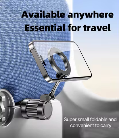 Adjustable Multi-function Magnetic Phone Clip Holder 360° Rotating Car Headrest Mount for Magsafe iP