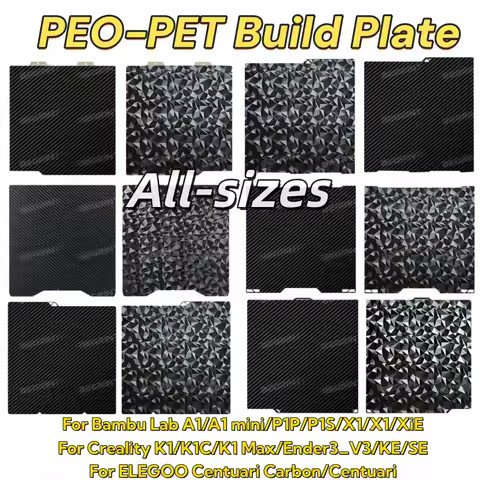 PEO PET Carbon Fiber Build Plate Heat Bed for Bambu Lab A1 X1 P1 Creality K1C Ender 3 Anycubic Kobra