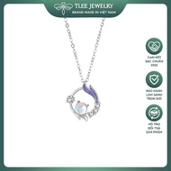 [Peinn] Feminine moonstone fox tail silver necklace for women D0262