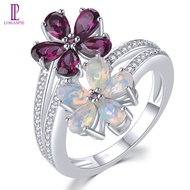 Lohaspie Đồ Trang Sức Bất 2 Carats Rắn Sterling Silver 925 Nhẫn Ban Đầu Tự Nhiên Rhodolite Garnet Nh