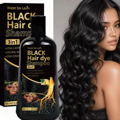 Water Ice Levin 3‑in‑1 Black Hair Shampoo Ginseng Extract Long‑Lasting Colour Grey‑Cover Gentle Dail