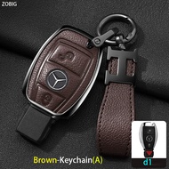 ZOBIG Quality leather Key Fob Cover for Mercedes Benz Car Key Case Shell with Keychain Fit For 2019-