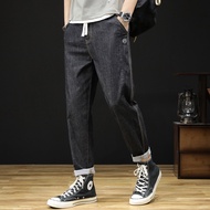 Fat Guy Men Summer Loose Jeans Plus Fat Plus Size Fat Guy Trendy Elastic Band Trousers Extra Large T