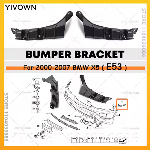 For 2000-2007 E53 BMW X5 3.0i 4.4i 4.8is Front Bumper Bracket Holder Cover 51117116667 51117116668