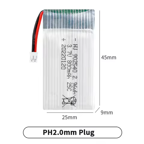 902540 Lipo Battery 3.7V 800mAh 25C for Syma X5 X5C X5S X5SC X5HW X5HC X5SW M68 X300 X400 X500 X800 