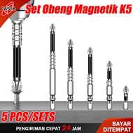 CASTA Set 5 PCS Phillips Bit Magnet Kuat Anti Slip Kekerasan Tinggi Bor Tangan Baja Wolfram Obeng Li