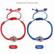 1pc Red/Blue Fatima Hand Evil Eye Braided Bracelet, Tight-Woven Rope With Non-Fading Alloy Pendant, 