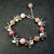 手鍊 粉紅 蛋白石 玫瑰石 橘月光石 珍珠 鈦晶 925銀飾 寶石 飾品