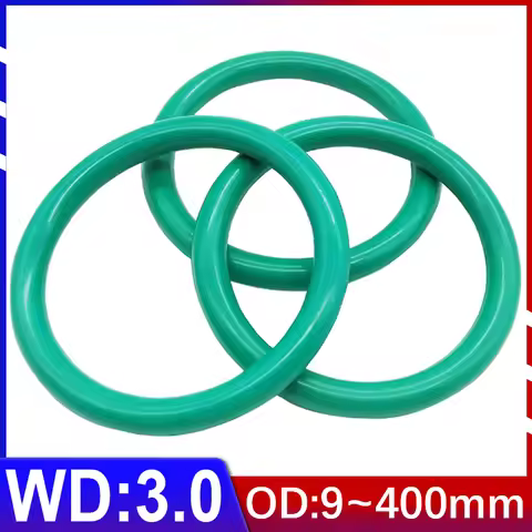 250~300°C FKM Fluororubber O-Ring Sealing Ring CS Wire Diameter 3mm OD 9mm-400mm Green Seal Gasket R