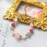真姻緣 愛情運 薔薇輝石 粉晶  月亮石 水晶手鏈 天然