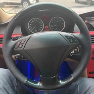 Hand-stitched Black Carbon and Artificial Leather Car Steering Wheel Cover For BMW E60 523 530 523li