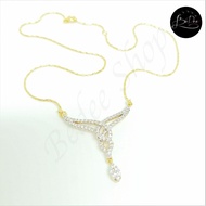 สร้อยคอทอง ลายรถไฟ พร้อมจี้เพชรเกรดดีมีประกายเหมือนเพชรจริง ยาว 39ซม.และ41ซม. หนา 1.25มม. สร้อยคอชุบ