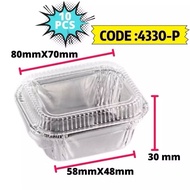 MyChefs 4330 10Set Aluminium Foil Dengan Tudung Plastik Aluminium Foil Tray with Lid Pakai Buang