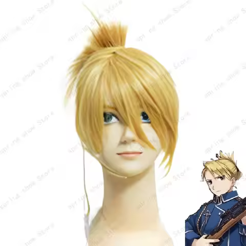 Fullmetal Alchemist Riza Hawkeye Cosplay Costume Hair Headwear Gold Wig
