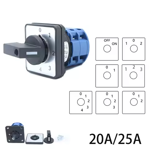 LW26-20A/25A Universal Rotary Changeover Switch 2/3/4 Position 8 Terminals, 2 Floors Transfer Switch