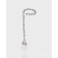 Texture Female Freshwater Beads Original ins552S925 No Pierced Ears Niche Cool Sterling Silver Ear C