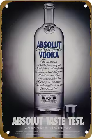 2002 Ad Absolut Taste Test Vodka Bottle Steve Bronstein - ORIGINAL ABS2 Poster Metal Tin sign Logo F